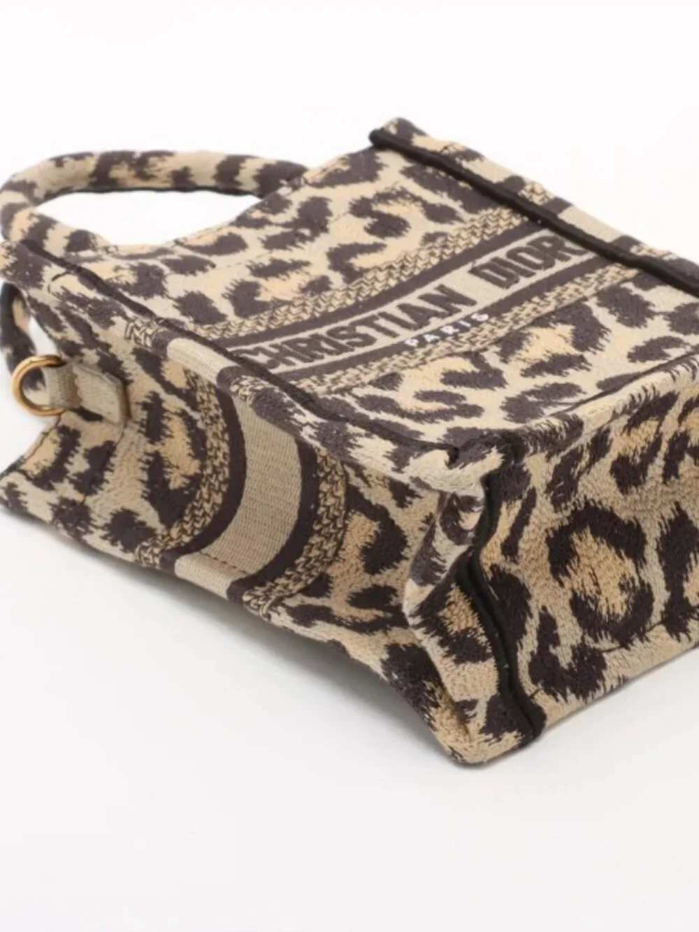 Christian Dior Leopard Vertical Book Tote Canvas Two-Way Handbag - Picture 4 of 12